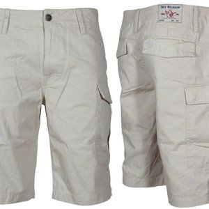 True Religion Men's Cargo Shorts Size 34 W34 World Tour 105030 Tapioca NWT $119+